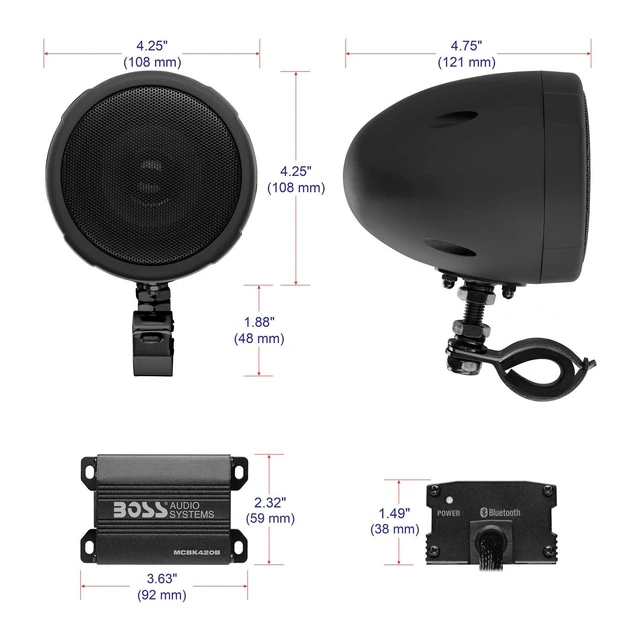 Alt view image 4 of 5 - BOSS Audio Systems MCBK420B Motorcycle Speakers and 2 Channel Amp Package