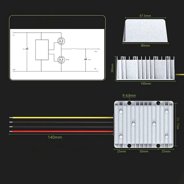 Alt view image 3 of 5 - DC-DC Converter Step-Down Power Supply 72V to 24V 20A 480W High Efficiency Voltage Regulator for Solar RV Marine Applications