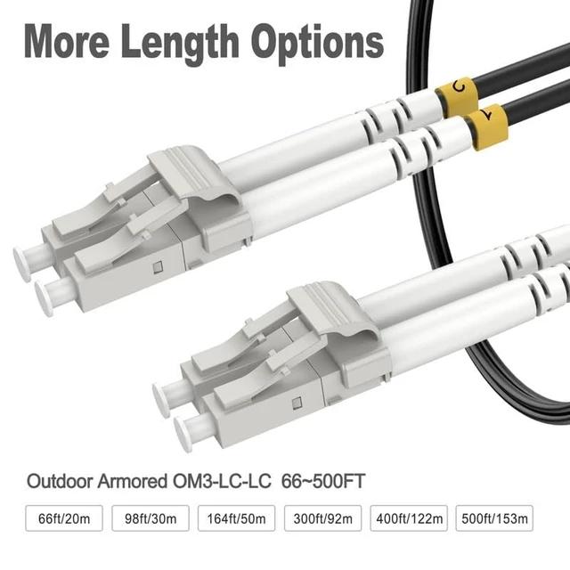 Alt view image 4 of 5 - RamboCables-OM3 LC to LC Fiber Patch Cable Armored Multimode, 50ft/15m