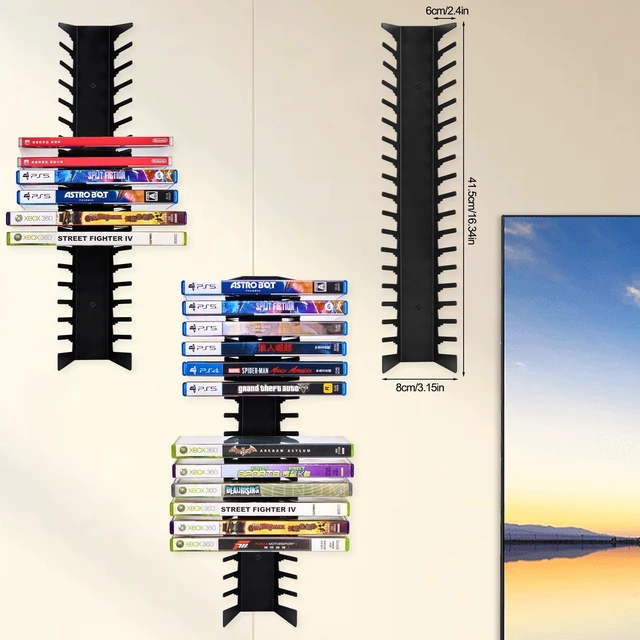Alt view image 3 of 5 - EZFXHD WTER 8 Pack Video Game Case Storage Wall Mount - Holds Up to 144 Disc Boxes,Metal Wall Mounted Game Case Holder for PS, DVD Xbox Game Organizer