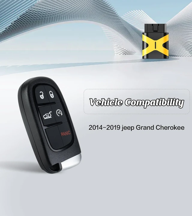 Alt view image 2 of 5 - Remote2program Smart Self Programmable Keyless Entry Remote Control 4A CHIP Car Key Replacement for 2014-2019 Jeep Cherokee with FCC: GQ4-54T (5 BTN/GQ4-54T)