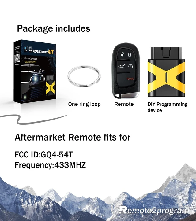 Alt view image 3 of 5 - Remote2program Smart Self Programmable Keyless Entry Remote Control 4A CHIP Car Key Replacement for 2014-2019 Jeep Cherokee with FCC: GQ4-54T (5 BTN/GQ4-54T)