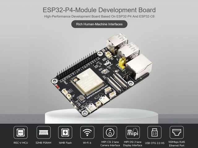 Alt view image 2 of 5 - ESP32-P4-Module-Dev-Kit Based on ESP32-P4 and ESP32-C6, Supports Wi-Fi 6 and Bluetooth 5, with MIPI-CSI/DSI, Ethernet, PoE Module Header, USB 2.0 OTG, SDIO 3.0 TF Card Slot, Microphone, etc.