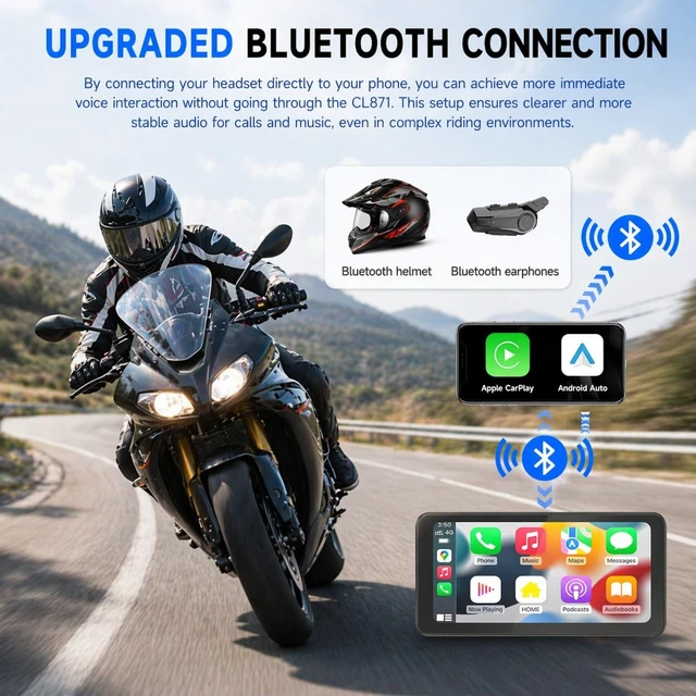 Alt view image 5 of 5 - Spedal CL871 6.25" Motorcycle CarPlay Screen