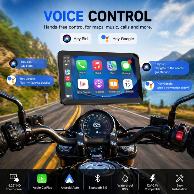 Alt view image 4 of 5 - Spedal CL871 6.25" Motorcycle CarPlay Screen