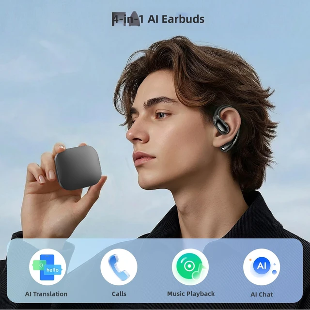 Alt view image 3 of 5 - Chwwen Ai Translation Earbuds Real Time, 144 Languages, 60H Playing Time, Bluetooth 5.4, Comfortable Fit for Travel Around The World, Business Meetings and Reception & Language Learning.