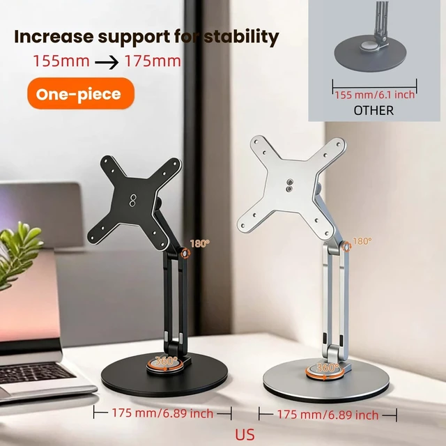 Alt view image 5 of 5 - Chapter Seven Portable VESA Monitor Stand,Height Angle Adjustable,Silver