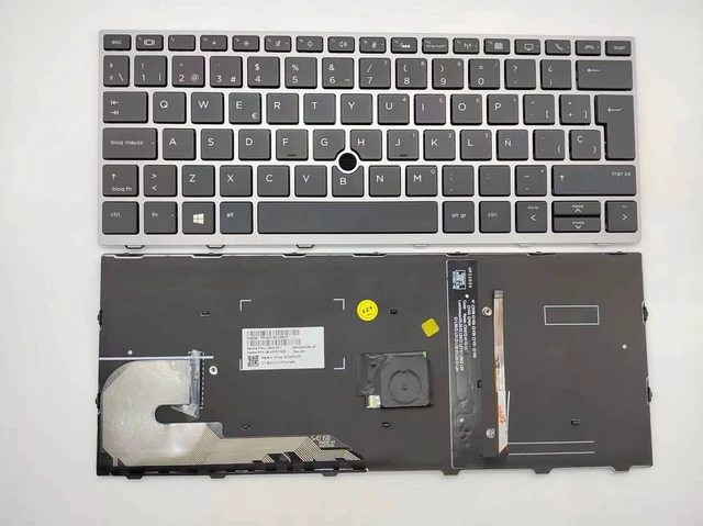 Main image of BINGZI Laptop Replacement Spanish Layout Keyboard for HP EliteBook 730 G5 735 G5 735 G6 830 G5 836 G5 830 G6 Backlit with Mouse Stick Silver Frame, Black