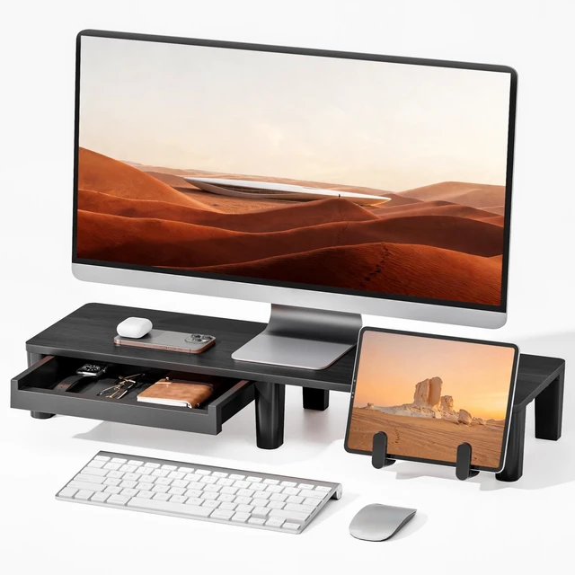 Main image of PEGZONE Ergonomic Monitor Stand Riser with Storage Drawer