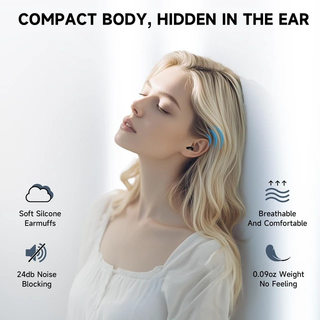 Alt view image 2 of 5 - Mudtun 2026 Wireless Earbuds for Side Sleepers, Invisible Sleep Earbuds with Low Profile Design, Tiny Hidden Bluetooth Earphones for Small Ear Canals, Mini Earbuds for Sleeping, Deep Black