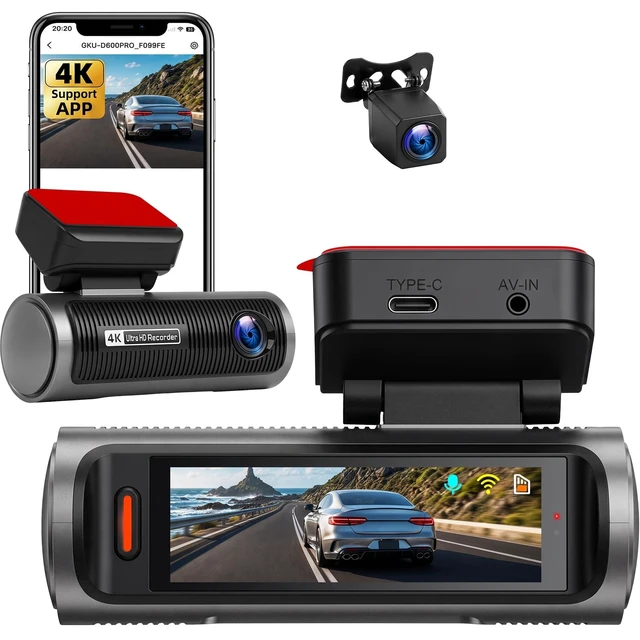 Main image of 4K Dual Dash Cam Front and Rear, 4K FHD Car Camera,Dash Camera for Cars Car Camera with WiFi App Control 150 Wide Angle Night Vision G-Sensor Loop Recording 24H Parking Monitoring