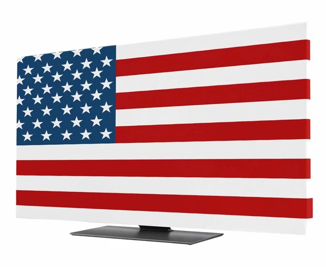 Main image of American Flag TV Cover Indoor Elastic TVs Screen Protector, USA Flag Monitor Covers Inside Dust Proof Slipcover, Blue Star Red Striped 75 Inch TV Cover for Flat or Curved TVs