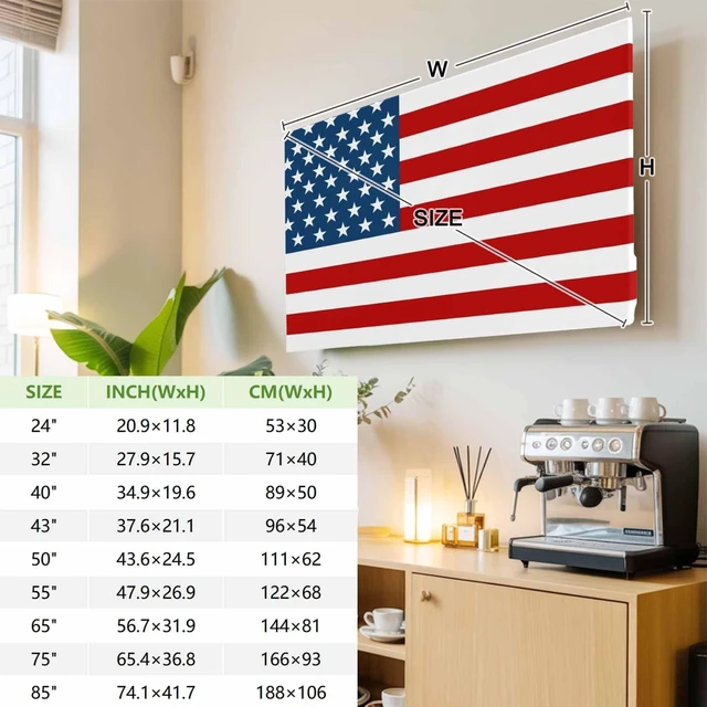 Alt view image 3 of 5 - American Flag TV Cover Indoor Elastic TVs Screen Protector, USA Flag Monitor Covers Inside Dust Proof Slipcover, Blue Star Red Striped 75 Inch TV Cover for Flat or Curved TVs