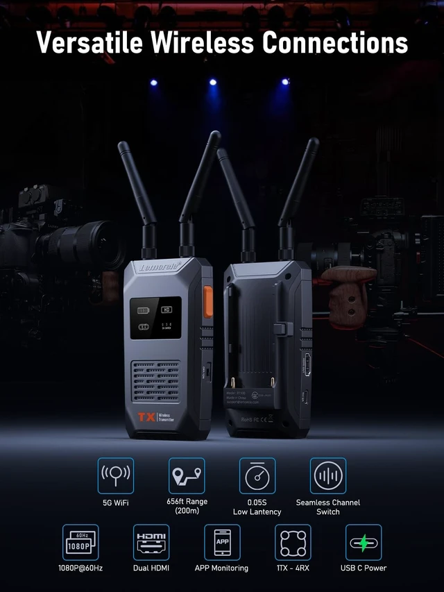 Alt view image 5 of 5 - Lemorele R1100 Wireless HDMI Transmitter Receiver Kit 656FT 5G WiFi 1TX 1RX