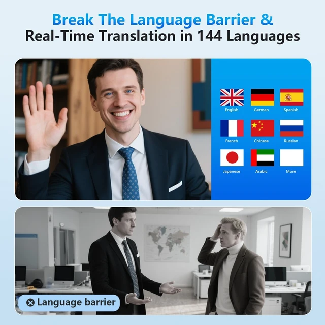 Alt view image 3 of 5 - Translation Earbuds Real Time - AI 144 Language Translator Earbuds, Audifonos Traductores Ingles Espanol, 3-in-1 Translating Device, Translate Ear Buds for Travel Learning with Charging Case Black