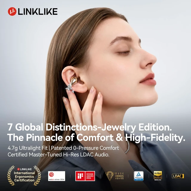 Alt view image 2 of 5 - Linklike C-Flow Couture Edition: Butterfly Clip-on EarbudsCerulean Gold
