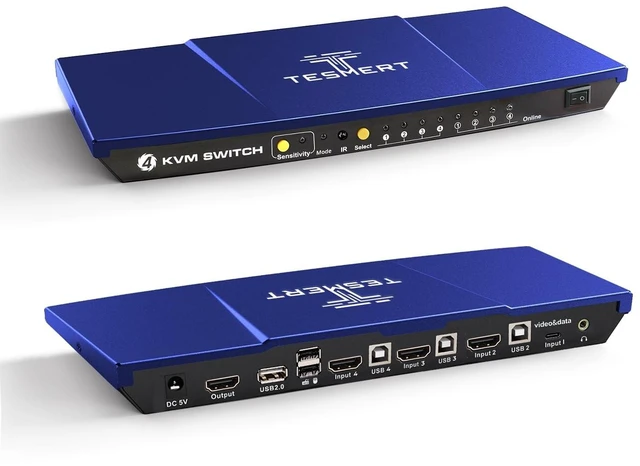 Main image of TESMERT USB-C HDMI KVM Switch 1 Monitor 4 Computers, for 1 Laptop 3 Desktop