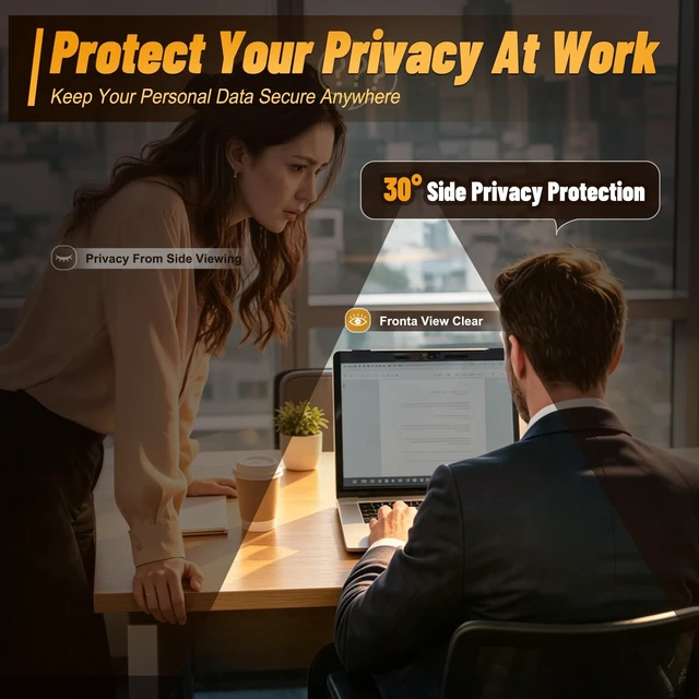 Alt view image 3 of 5 - 15.6 Inch Hanging Laptop Privacy Screen, Blue Light Filter, Anti-Glare