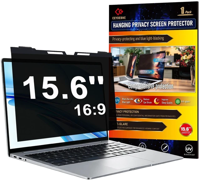 Main image of 15.6 Inch Hanging Laptop Privacy Screen, Blue Light Filter, Anti-Glare