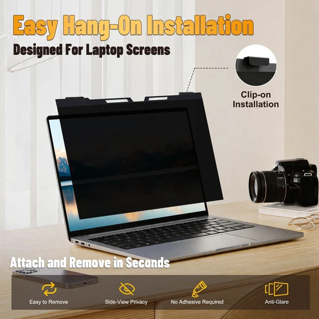 Alt view image 2 of 5 - 15.6 Inch Hanging Laptop Privacy Screen, Blue Light Filter, Anti-Glare