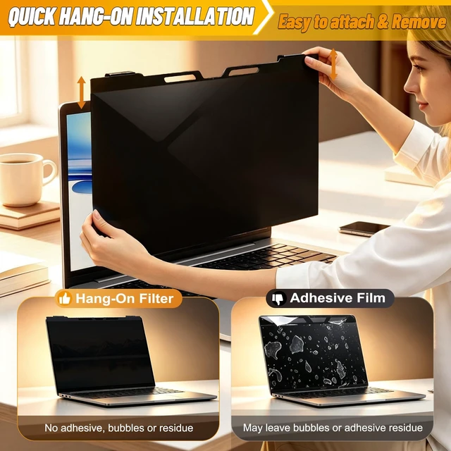 Alt view image 5 of 5 - 15.6 Inch Hanging Laptop Privacy Screen, Blue Light Filter, Anti-Glare
