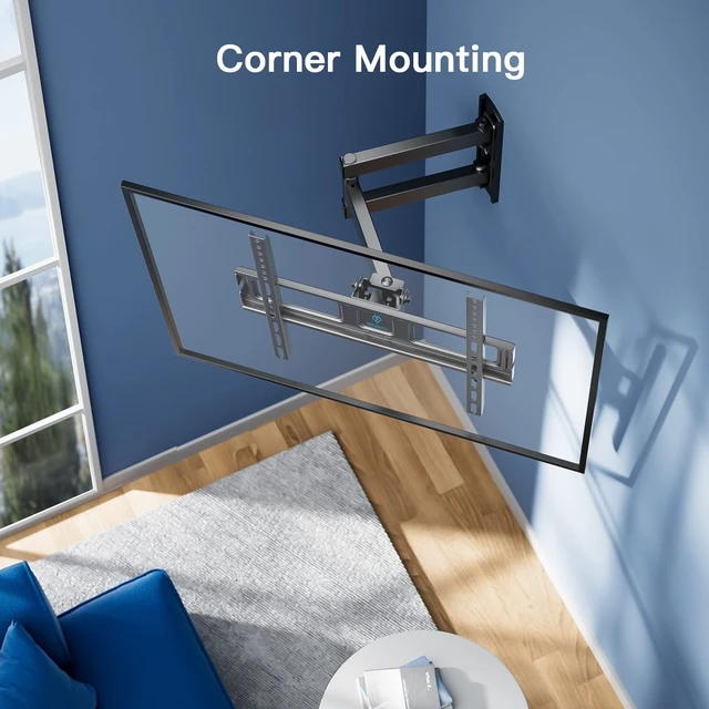 Alt view image 3 of 5 - PERLESMITH Full Motion TV Wall Mount for 26-55 inch Flat Curved Screen TV up to 70lbs, Corner TV Wall Mount TV Bracket with Articulating Arm Swivel Extension Tilt, TV Mount MAX VESA 400x400mm, PSMFK7