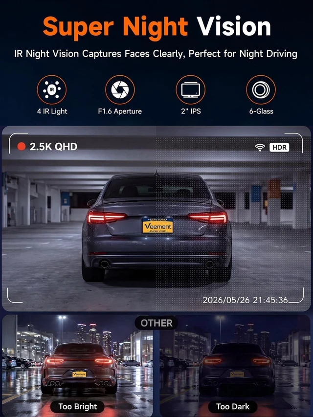 Alt view image 3 of 5 - Veement 3 Channel Dash Cam Front and Rear with 32GB Included