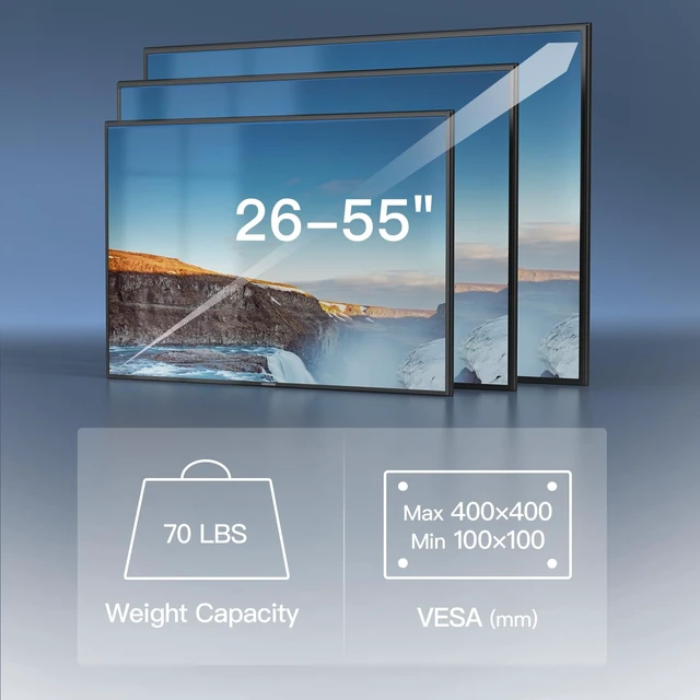 Alt view image 5 of 5 - PERLESMITH Full Motion TV Wall Mount for 26-55 inch Flat Curved Screen TV up to 70lbs, Corner TV Wall Mount TV Bracket with Articulating Arm Swivel Extension Tilt, TV Mount MAX VESA 400x400mm, PSMFK7