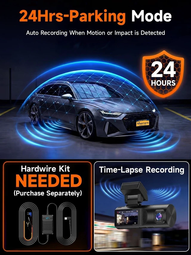 Alt view image 4 of 5 - Veement 3 Channel Dash Cam Front and Rear with 32GB Included