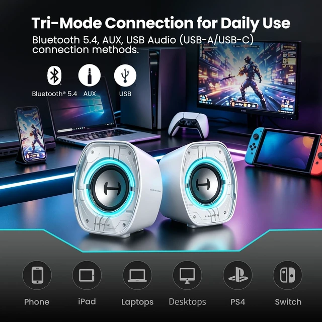 Alt view image 3 of 5 - Edifier G1000 II Bluetooth Gaming Desktop Speakers, White