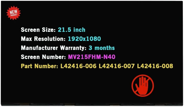 Main image of LCD Replacement T215HVN05.1 M215HCA-L3B MV215FHM-N40 for HP 22-D 22-DD0224 22-DD0133W 22-DD0010 22-DD0123W 22-DD0046 22-DD0143W 22-DD0210 22-DD0016 Display Panel (Non-Touch Version)