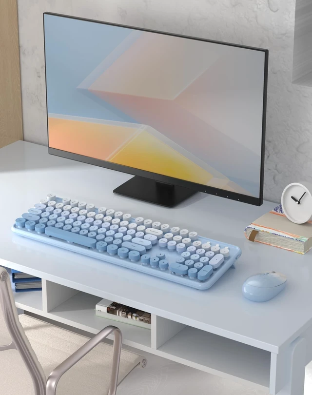 Alt view image 3 of 5 - COUTSALL Colorful Wireless Keyboard and Mouse Combo (Blue Colorful)