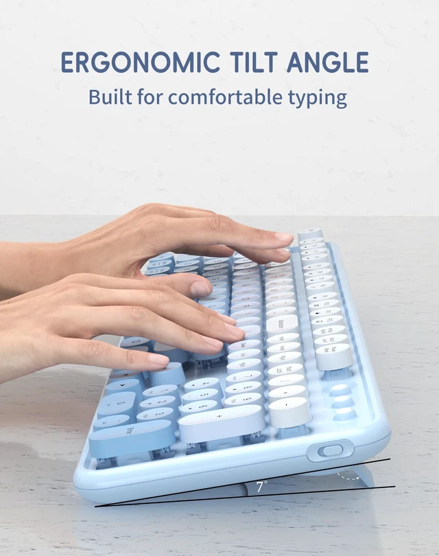 Alt view image 4 of 5 - COUTSALL Colorful Wireless Keyboard and Mouse Combo (Blue Colorful)