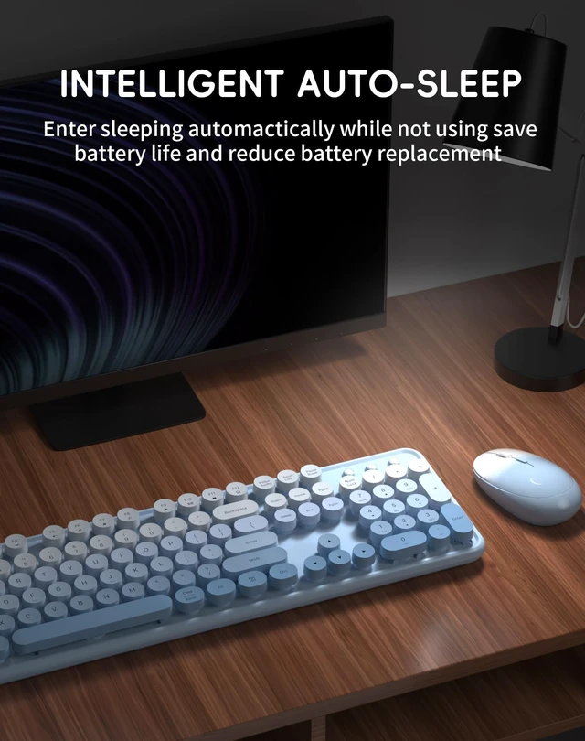 Alt view image 5 of 5 - COUTSALL Colorful Wireless Keyboard and Mouse Combo (Blue Colorful)