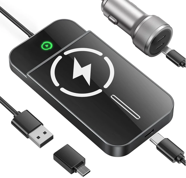 Main image of FREYSEED Wireless CarPlay Adapter with 15W Fast Wireless Charging Wired to Wireless CarPlay Converter, 2025 Updated for iPhone & Android, Plug & Play, Ultra-Low Latency, 3X Fast