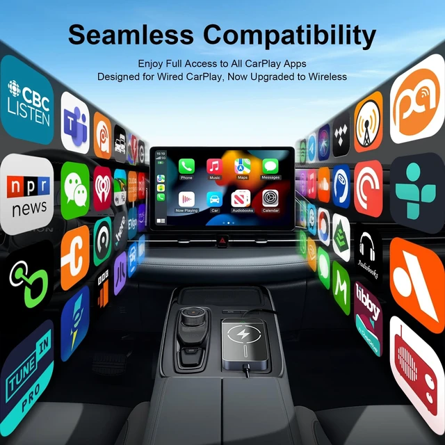 Alt view image 3 of 5 - FREYSEED Wireless CarPlay Adapter with 15W Fast Wireless Charging Wired to Wireless CarPlay Converter, 2025 Updated for iPhone & Android, Plug & Play, Ultra-Low Latency, 3X Fast
