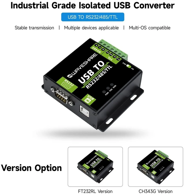 Alt view image 3 of 5 - KLAYERS FT232RNL Industrial-Grade USB to RS232/485/TTL Converter, Isolated Type for Reliable Communication and Data Transfer