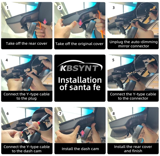 Alt view image 3 of 5 - KBSYNT Front 4K & Rear 1080P Dash Cam for Hyundai Santa Fe 2024-2026