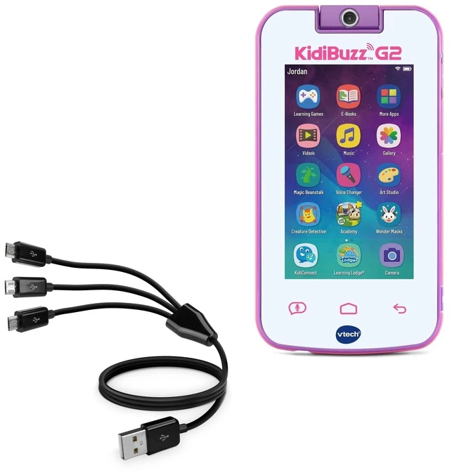 Main image of BoxWave Cable Compatible with VTech KidiBuzz G2 - MultiCharge MicroUSB Cable, Multiple Charging Cable Micro USB Cable - Black