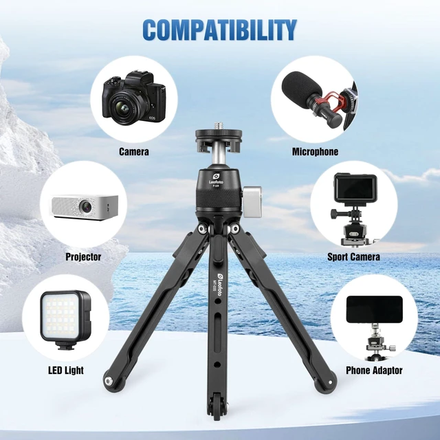 Alt view image 4 of 5 - LEOFOTO 9.84" Aluminum Table Tripod with Ball Head for Camera, 360 Rotation Desktop Tripod with 1/4" Screw for Phone Adaptor/Projector/Sport Camera, Max Load 11lb