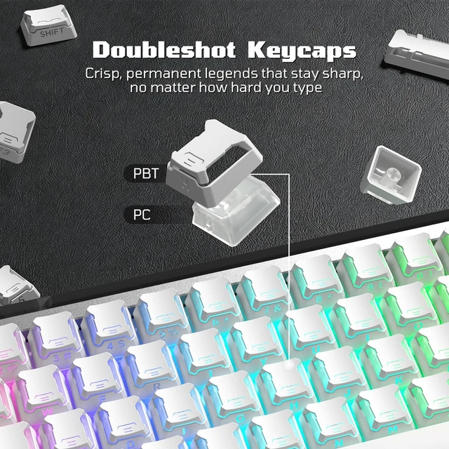 Alt view image 3 of 5 - Womier Double Shot PBT Keycaps Set, Side Print Shine Through Cherry Profile