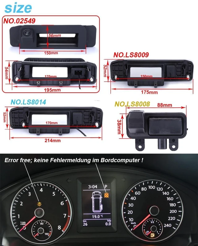 Alt view image 3 of 5 - HD Auto Trunk Handle Rear View Reversing Camera Compatible with Mercedes-Benz C117 W205 R172 W172 W222 C180 C200 C220 C400 W204 E350 E320 E400 E300 E450 S213 C207/C63 E43 E53/S63 S450 S560/V W Golf 6
