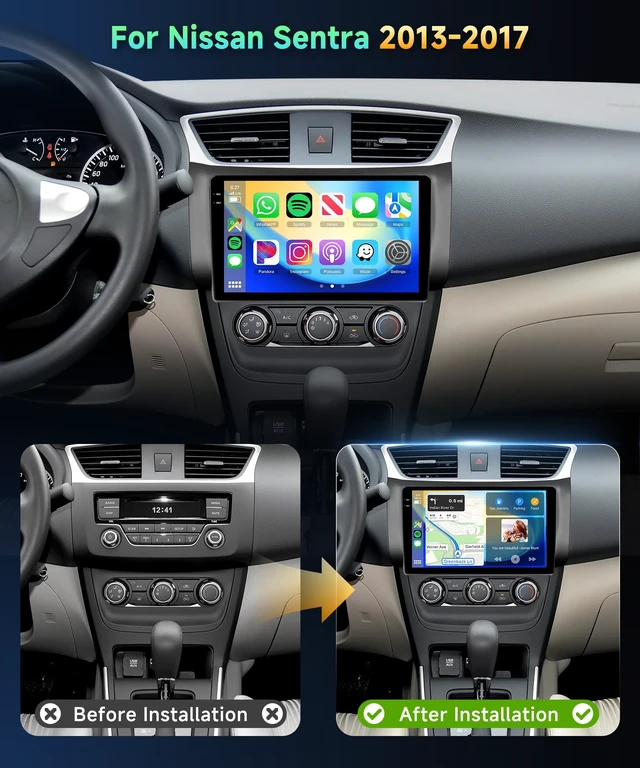 Alt view image 2 of 5 - Podofo 4G+64G Car Radio for Nissan Sentra 2013-2017 Stereo Wireless CarPlay