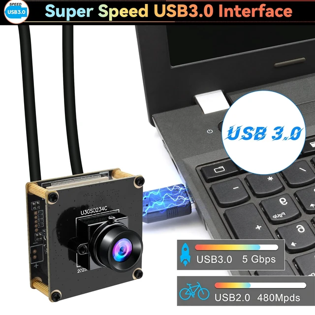 Alt view image 3 of 5 - ELP 200FPS Global Shutter USB3.0 Camera Module for Computer Wide Angle 2.1mm Lens Webcam Mini UVC USB3.0/2.0 PC Camera High Speed Lightburn Cameras 1200P/120fps HD/200fps AR0234 Webcamera for Laptop