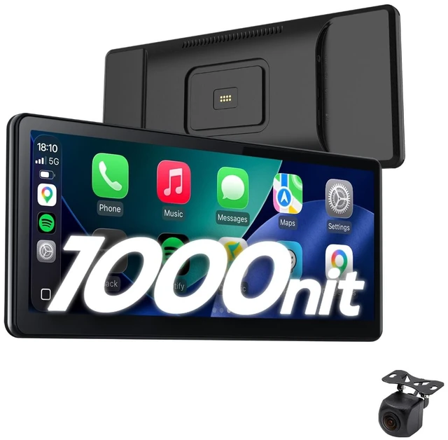 Main image of CarpodGo T4 Plus 10.9" 1000-Nit 60fps Portable CarPlay Screen for Car,Wireless Apple Car Play & Android Auto,Full HD Touchscreen,Fits Cars Trucks & RVs,Magnetic Quick-Release Mount with Pogo-Pi
