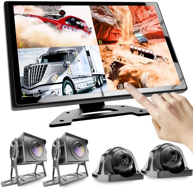 Main image of SLARY 1080P 4CH Dash Cam with 9" HD Screen & 4 AHD Waterproof Wide View Angel Camera, 4 Split Backup Camera w/BSD Blind Spot Detection, Night Vision Loop Recording 4 Way Dashcam for RV Semi Trailer