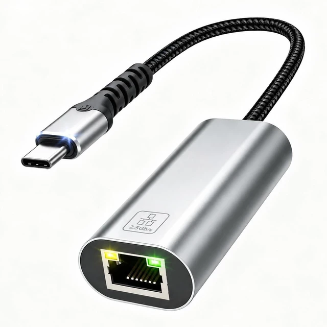 Main image of USB C to Ethernet Adapter 2.5Gb, Aluminum USB-C Ethernet Adapter for Laptop 2.5Gbps High Speed, RTL8156BG, 1G to 2.5G Upgrade, USB-C to RJ45, Thunderbolt 4/3, Windows, MacBook Air/Pro, iPad OS