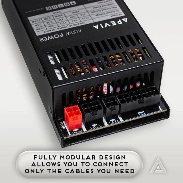 Alt view image 2 of 5 - Apevia ITX-PFC400W Fully Modular ITX 400W Power Supply, Active PFC 90-264V