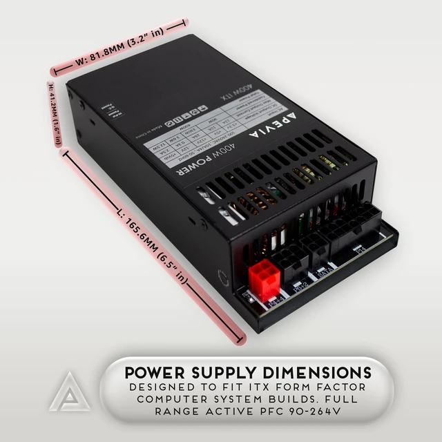 Alt view image 3 of 5 - Apevia ITX-PFC400W Fully Modular ITX 400W Power Supply, Active PFC 90-264V