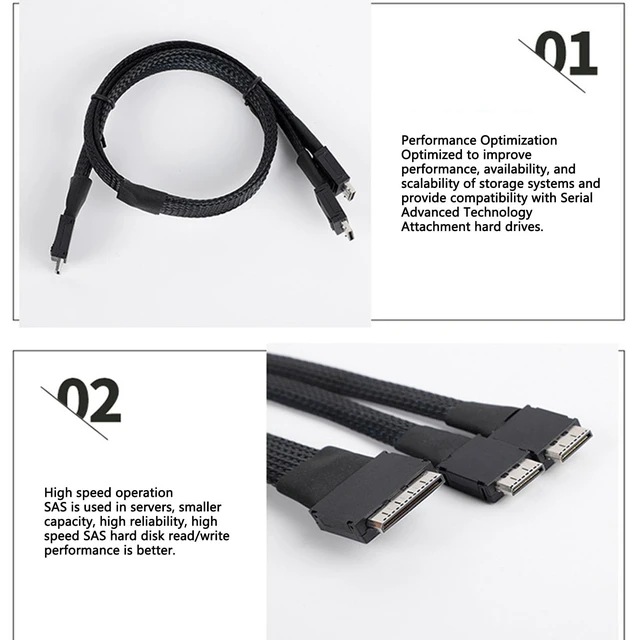 Alt view image 5 of 5 - OCULINK SFF 8611 8i to 2xSFF 8611 4i Cable: 16Gbps SAS 3.0 4.0 Tinned Copper Wire Data Active Cable for PCI E Expansion Cards Data Center Servers, 50cm